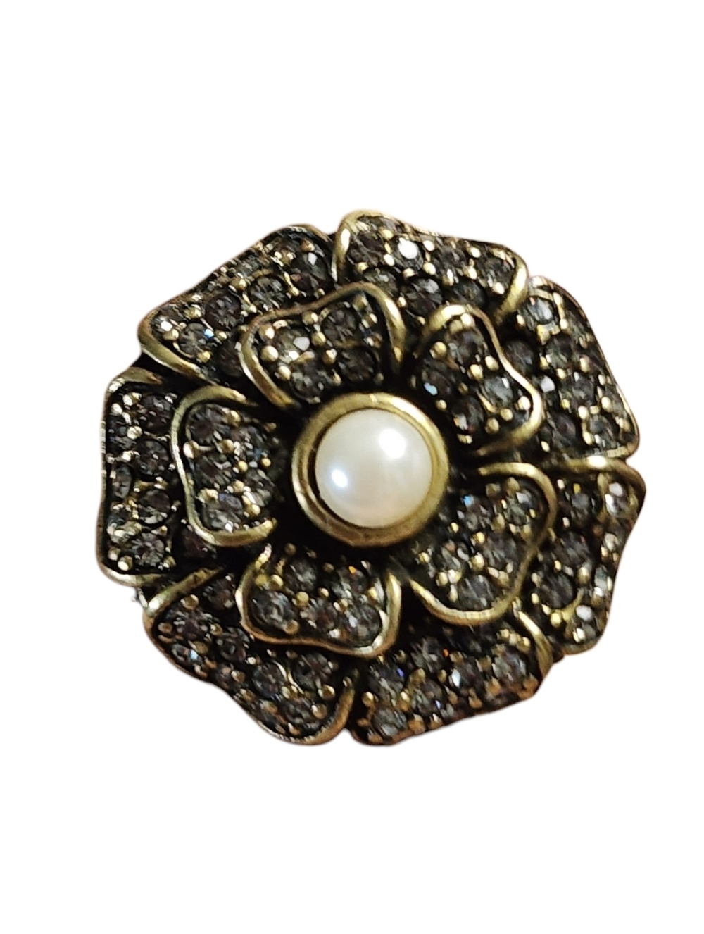 Heidi Daus Pearl and Swarovski Crystal Flower Ring